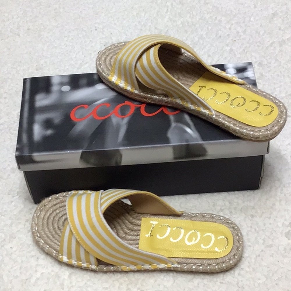 CCOCCI SANDALS NEW SIZE 7, yellow/white